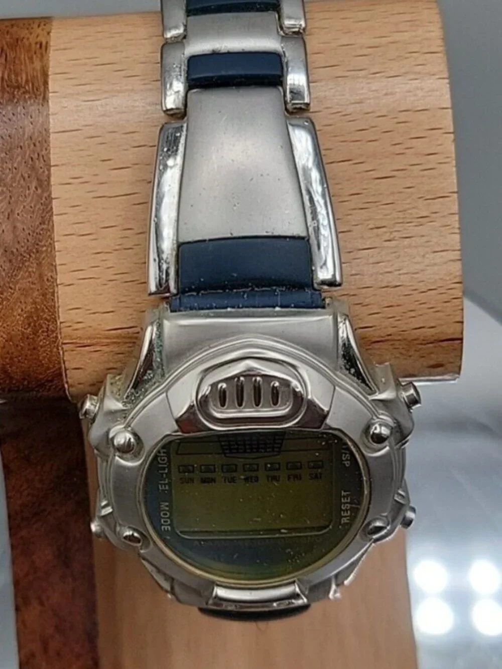 VTG Aqua Digital Men's Watch 38mm Silver Blue Oval Chrono Multi-Sport 7.75